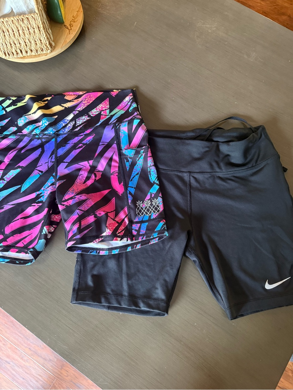 Nike Black Shorts with Neon Multicolor Abstract Print